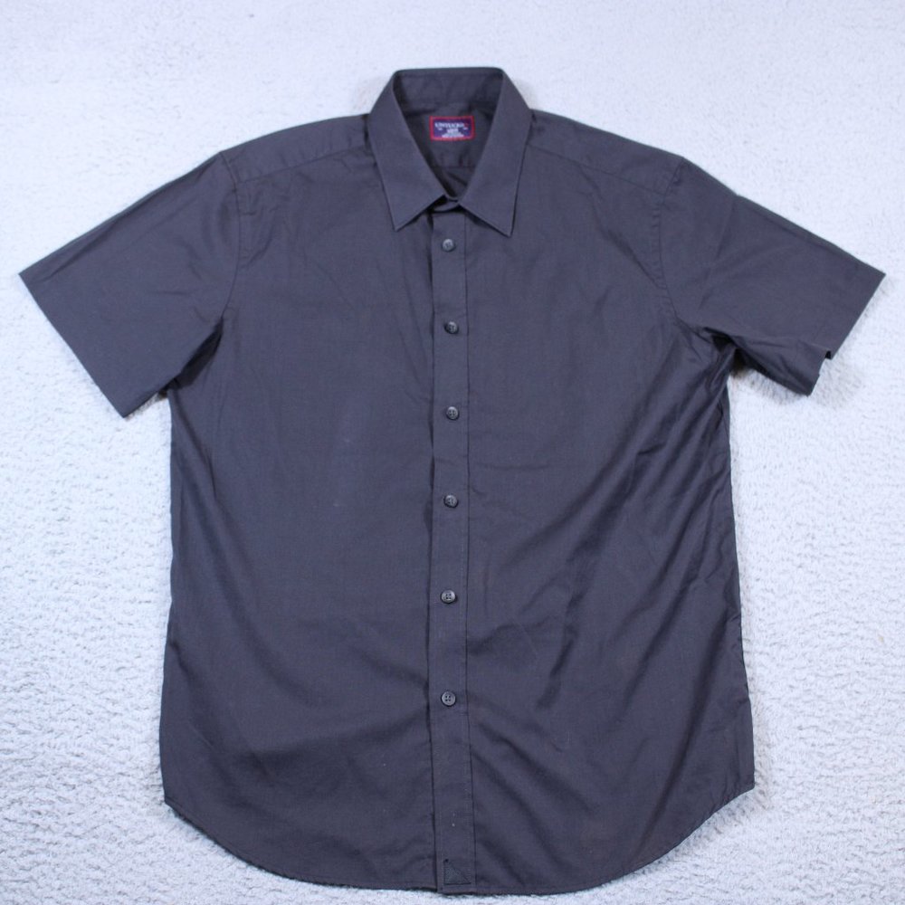 UntuckitShirt Mens Large Black Slim Fit Button Up Short Sleeve Casual Cotton